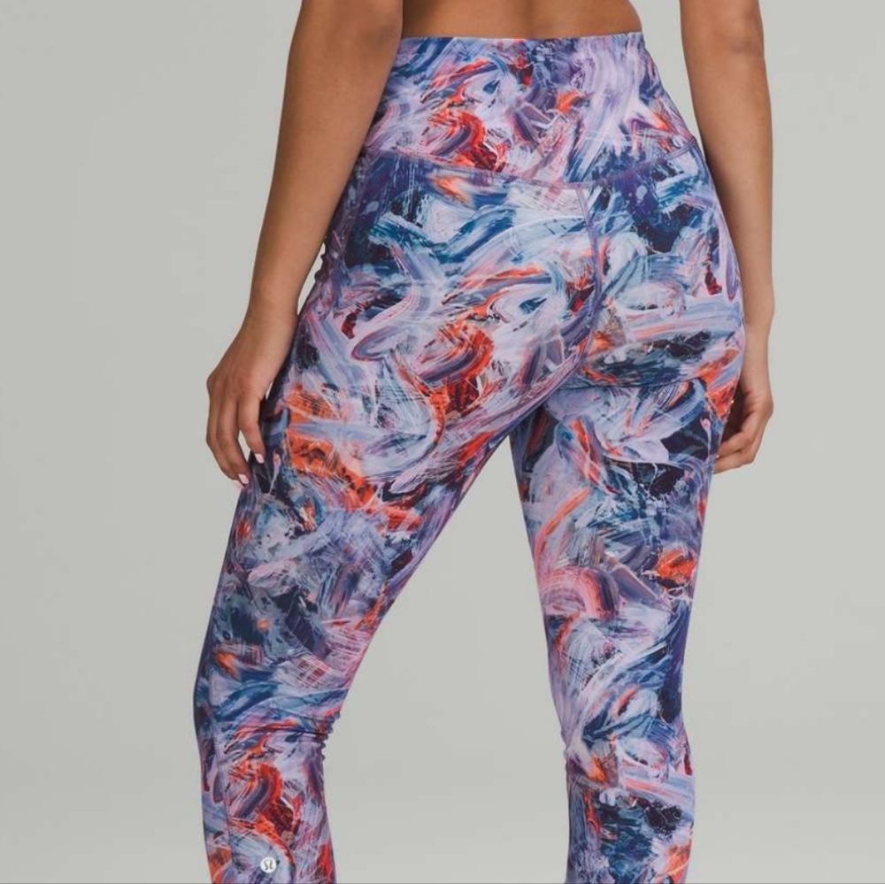 Lululemon 0/2 Brushed Nulux Abstract Print Raw Hem High-Rise Leggings